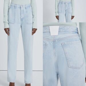 7 For All Mankind Lustre Easy Straight‎ Wide Leg Jeans Denim Light Womens 28